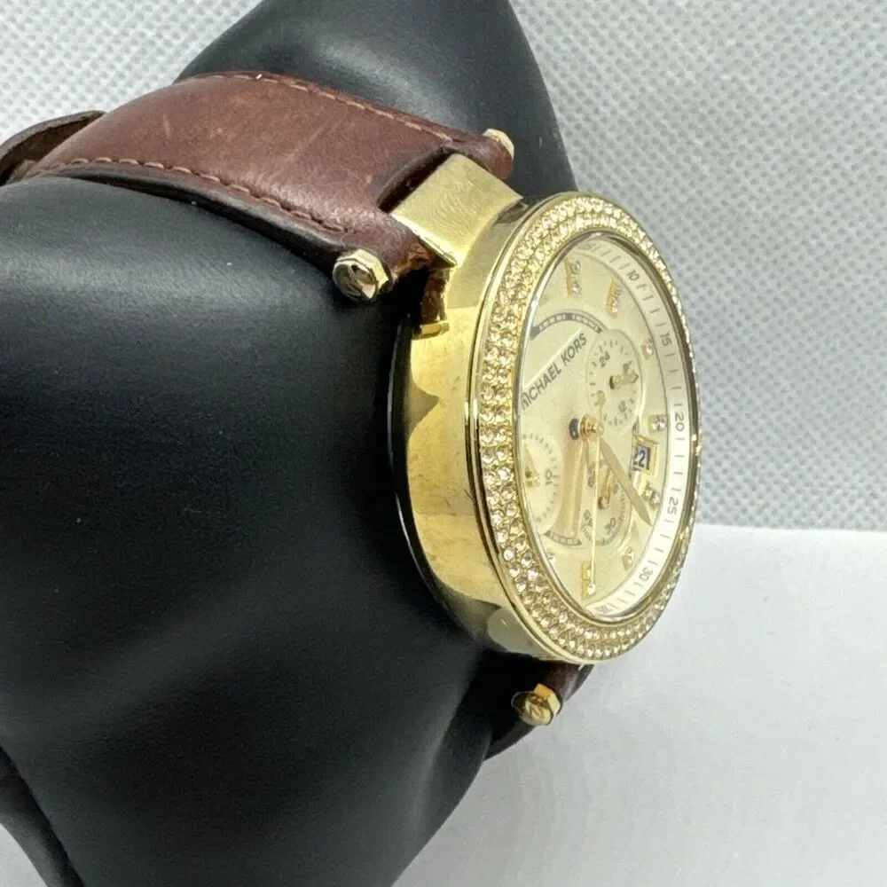 Michael Kors MK2249 Women's Brown Leather Gold Analog Dial Quartz Watch JNA626